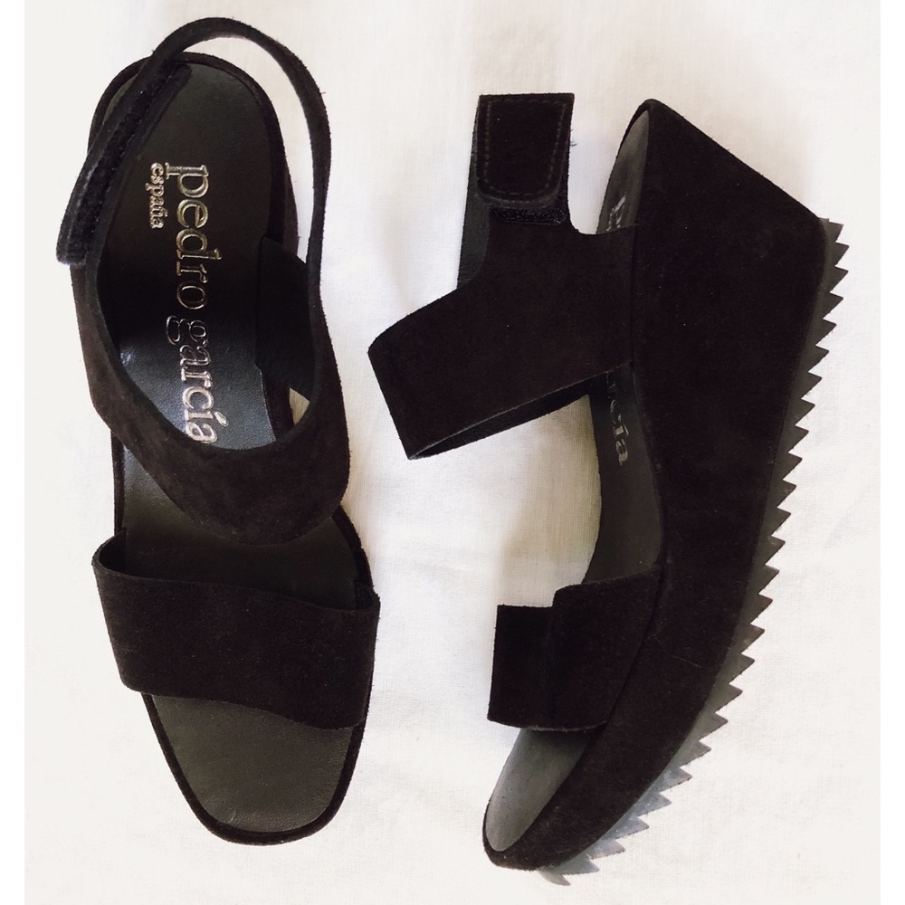 Pedro García Fiona Wedge Sandal Black Suede 36.5 - Picture 5 of 16
